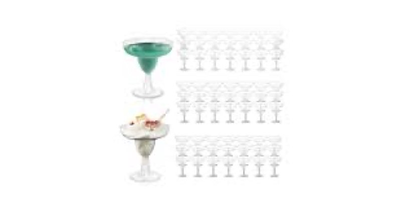 WOPPLXY 60 Pcs Plastic Margarita Glasses, 5 oz Clear Cocktail Glasses for Cinco de Mayo, Taco Party,