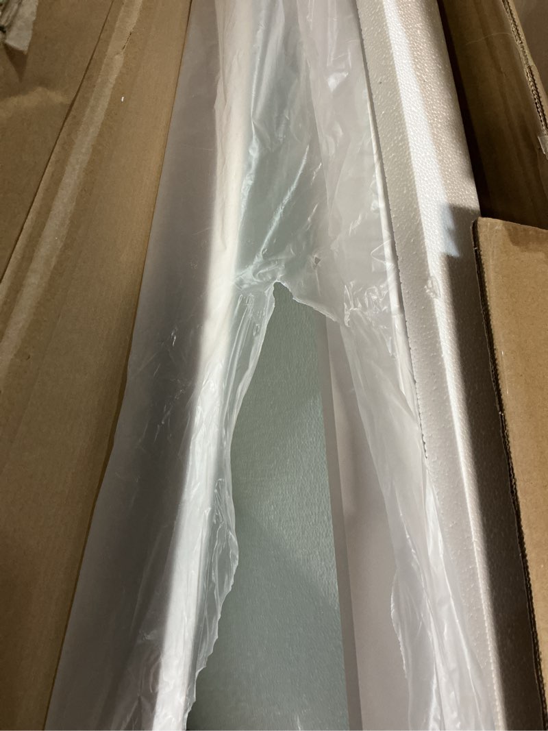 Condition photo showing Good Condition for smiror matte white bathroom mirror for over sink, 28”x 32” metal thick framed rectangle vanity mirror for wall, right angle corner, anti-rust, horizontally or vertically mounted white 32"l x 28"w