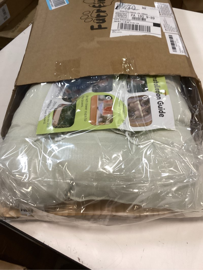 Condition photo showing Good Condition for Cat Window Perch - Hammock Bed for Cats Inside - Solid Wood Seat, 4 Strong Suction Cups, Soft Cushion - Rustic Indoor Pet Shelf Beige Medium