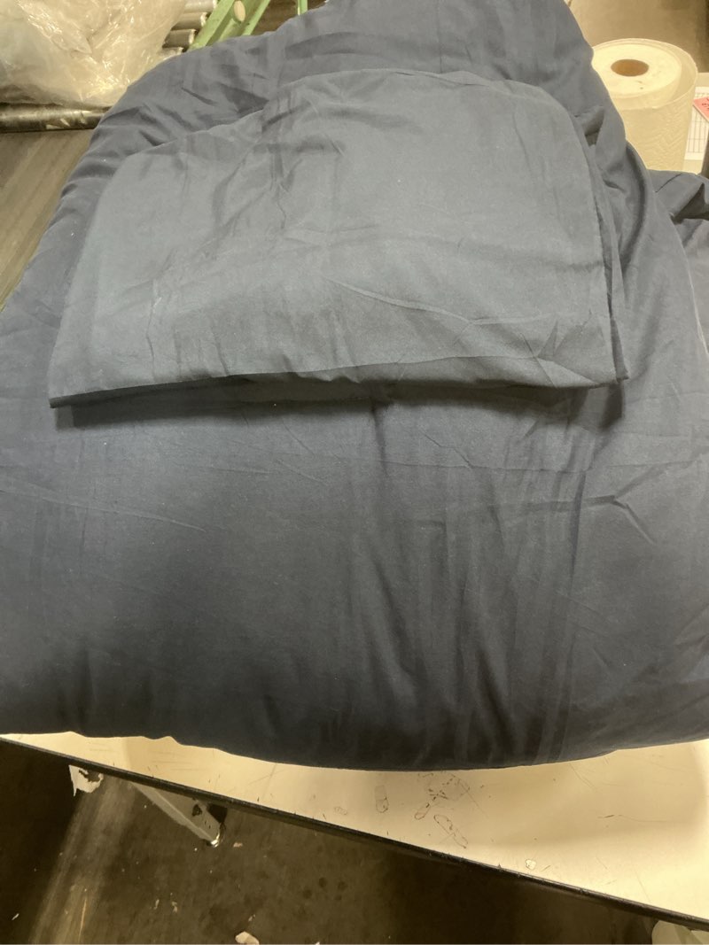 Condition photo showing Good Condition for CozyLux Navy Blue Queen Comforter Set, 3 Pieces Solid Breathable Quilted Style Bedding Sets, Luxury Fluffy Soft Bed Set with Down Alternative Comforter for All Season (1 Comforter & 2 Pillowcases) Navy Queen