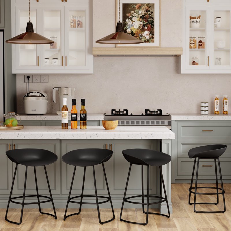 Bralen Swivel Counter Stool with Metal Frame 26in Black