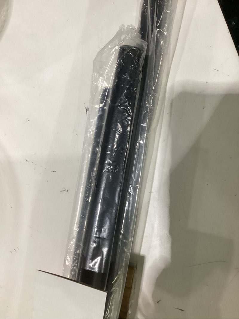 Condition photo showing As Is for heavy duty tension pole with suction base & one-click extension, 1.26in steel clothes rail & curtain rod 41-122in, no drill telescopic pole, 66lb support, multi-purpose for drying, bathroom, wardrobe black 41-122in