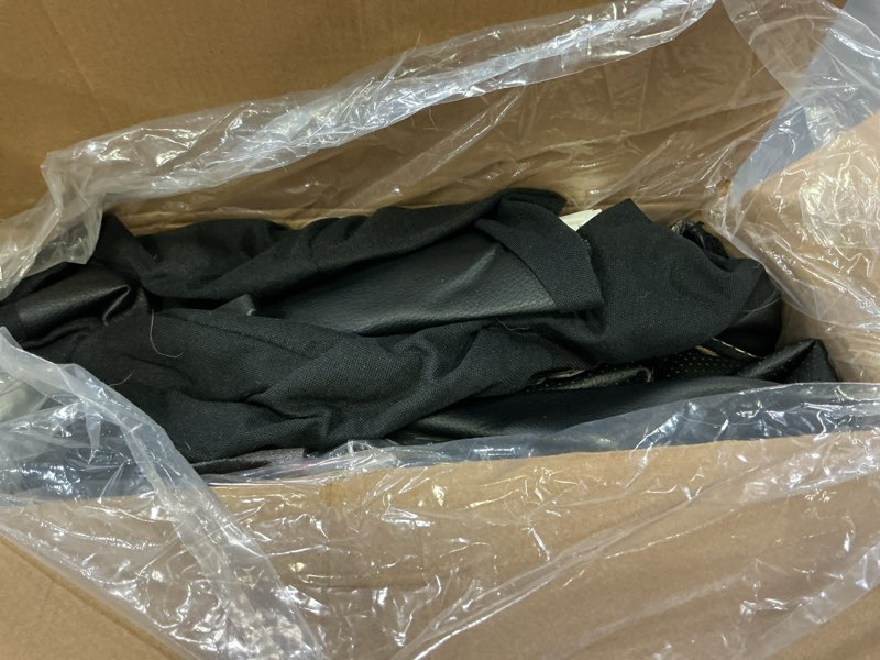 Condition photo showing As Is for car pass universal fit piping leather two front seat covers, waterproof faux leather for suv sedan van truck, airbag compatible,reserved opening holes for headrest covers. (black and beige)