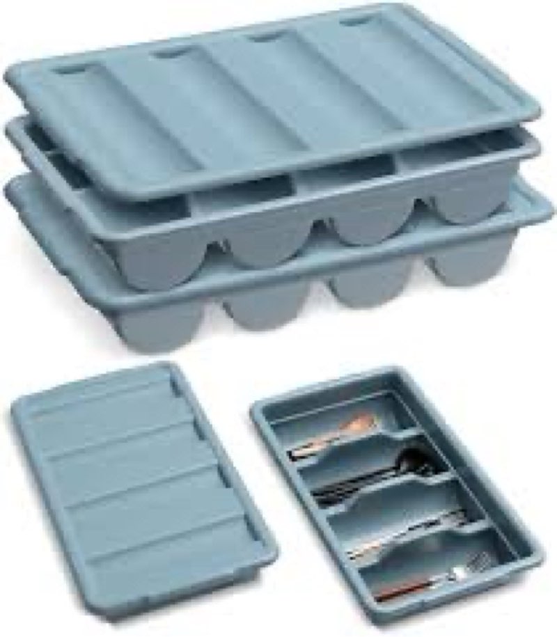 Begale 1Pack Plastic Commercial Cutlery Bin, 1 Compartment Cutlery Bin, Gray