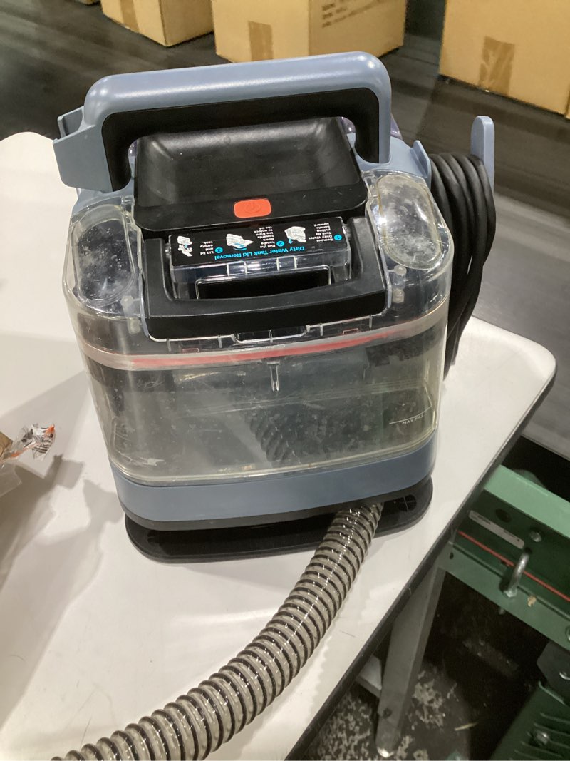 Condition photo showing As Is for (used, not tested, damaged)shark stainstriker portable carpet upholstery & area rug cleaner, stain & odor remover, perfect for car interiors, nordic blue, px202brn