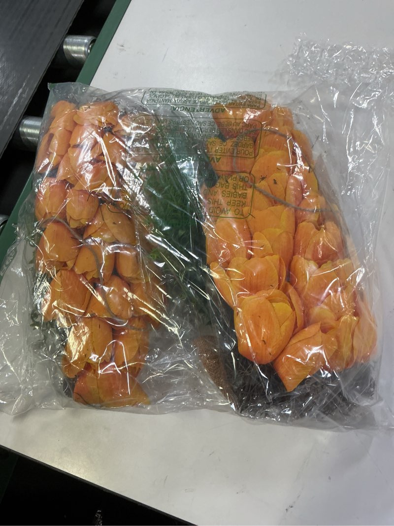 Condition photo showing item condition for suncalla 2 pack easter tulip carrot wreath decoration, 24 inch spring artificial orange carrot wreat