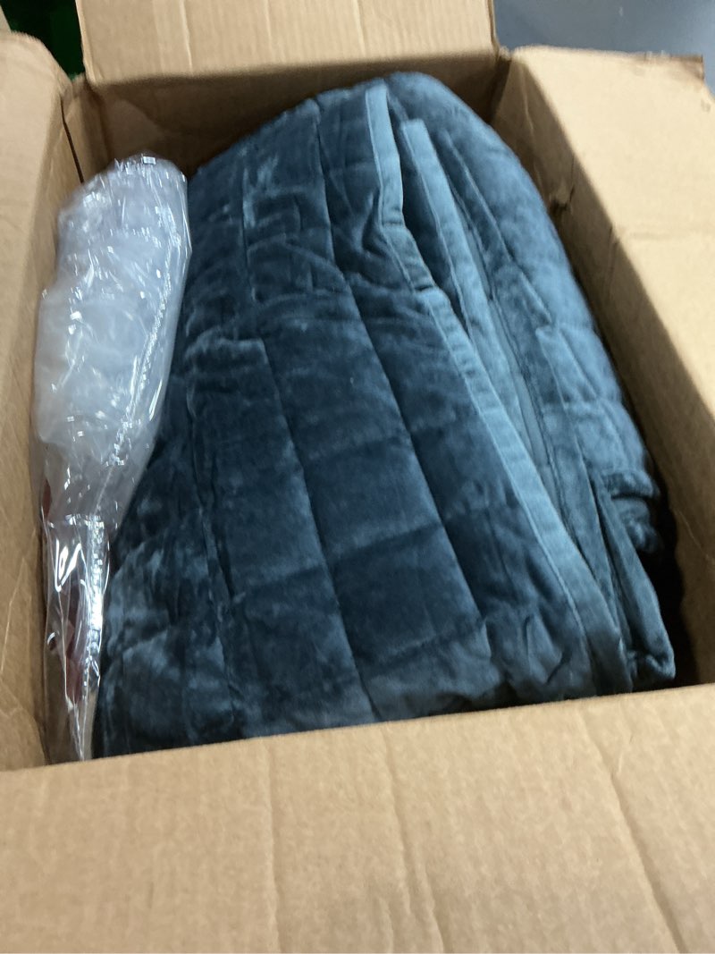 Condition photo showing As Is for quilt set california king size 106x118 luxurious velvet bedding sets with 2 pillow shams 20x36 3 pieces ultra soft quilted bedspread coverlet comforter for all season, grey blue grey blue california king-106x118