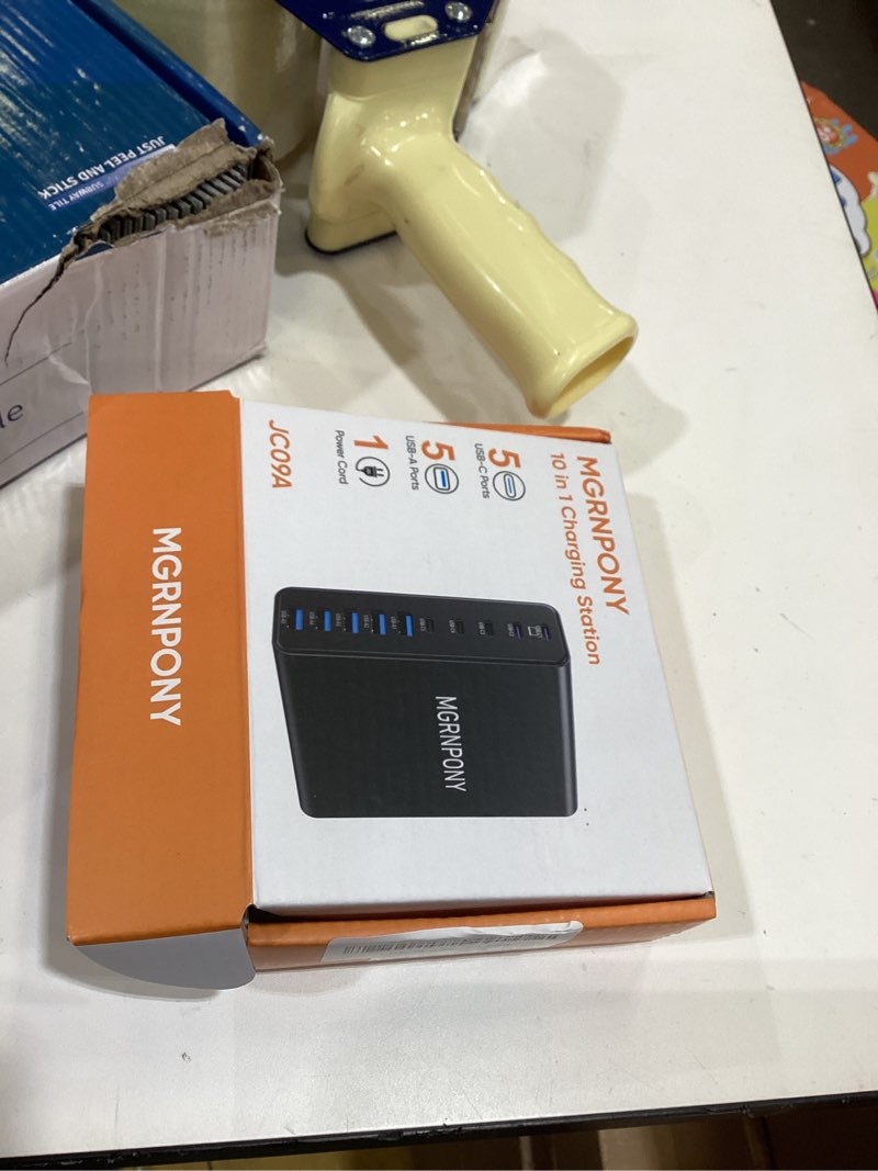 Condition photo showing As Is for 320W USB C Charger Block, 10-Port USB C Charging Station GaN III PD 65W Laptop Fast Charger Adapter for MacBook Pro/Air, DELL, iPad, iPhone, Samsung Galaxy Black