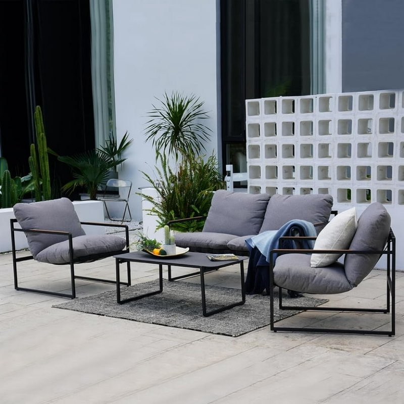 (Incomplete 1 of 2 )Grand Patio 4-Piece Outdoor Conversation Sofa, Patio Furniture Set with Cushion, Modern Metal Couch Loveseat Chairs and Coffee Table for Porch Deck Garden Balcony Backyard Living Room