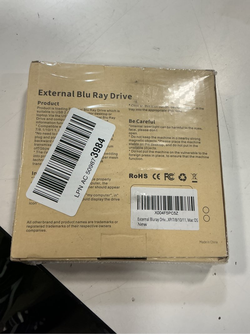 Condition photo showing New/Like New for External Bluray Drives, Portable 3D External Blueray/DVD Drive for Pc, Support 50G Disc R/W USB 3.0 Type-C Blu Ray Burner for Laptop, External Bluray Burner Compatible with Windows, Mac OS, Linux External BD/CD/DVD Drive
