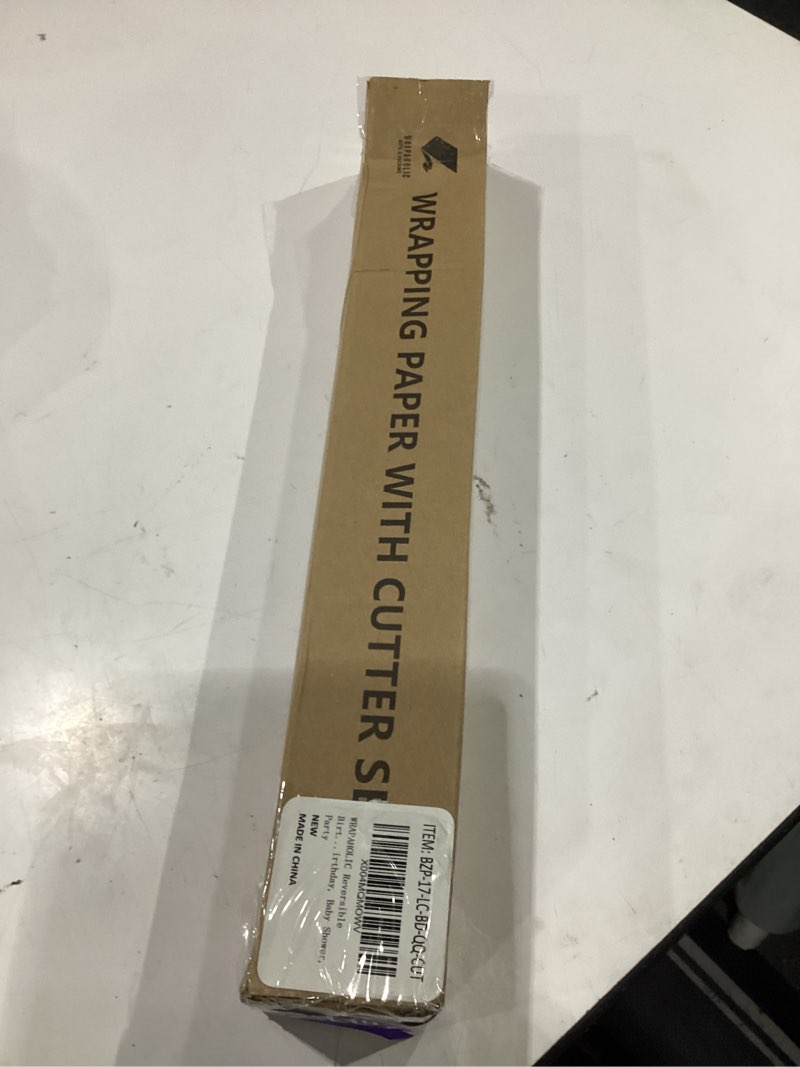 Condition photo showing New/Like New for wrapaholic reversible birthday wrapping paper (17 inch x 33 feet) & little elf gift wrap cutter (1-p