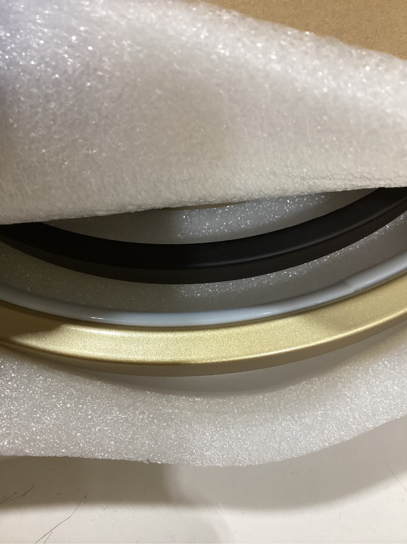 Condition photo showing New/Like New for Modern LED Chandelier DIY Creative Chandelier Adjustable Hanging Round Ring 3 Ring 4000K Warm White Light Fixture for Dining Room Bedroom Kitchen Island Hall Black Gold (D = 11.8") 11.8 inch