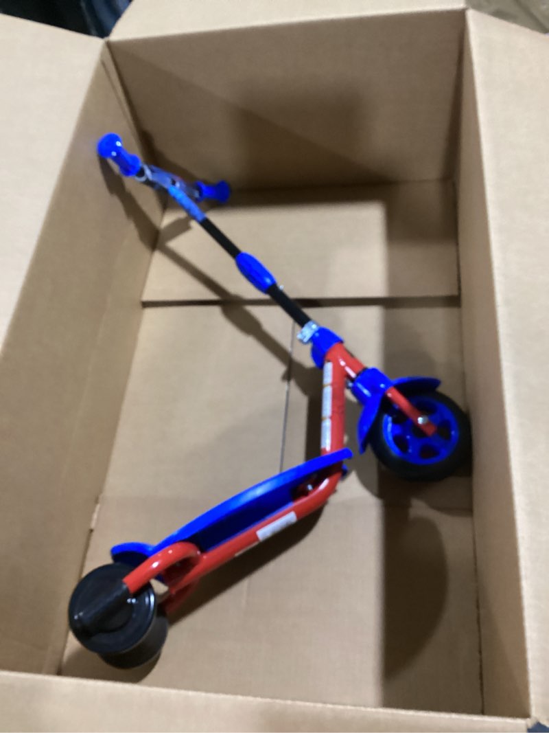 Condition photo showing Good Condition for huffy toddler 3-wheel scooter for kids, multiple colors & licensed character graphics, ages 3+, durable steel frame, wide non-slip deck, stable lean-to-steer design, light-up options, girls/boys spider-man | blue