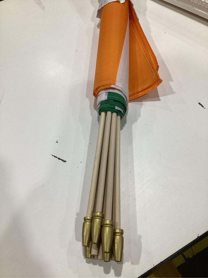 Condition photo showing Good Condition for 12 pack ireland stick flags small 12x18 inch irish hand held flags with 24 inch wooden pole decorations