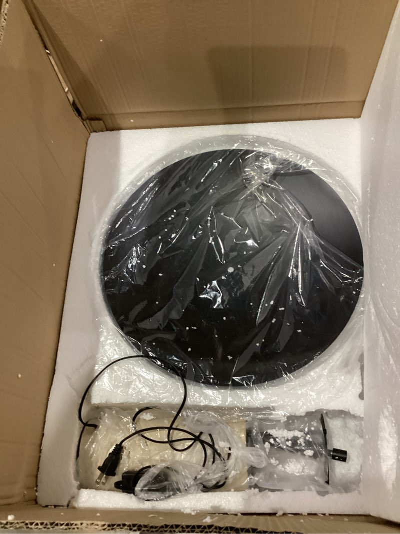 Condition photo showing Good Condition for Littleglovo Large Table Lamp, Modern Travertine Bedside Lamp with Matte Black Iron Shade, Luxury Nightstand Lamp for Bedroom, Kid Room, Nursery, Living Room Home Decor, E26 Socket, 15.7Inch