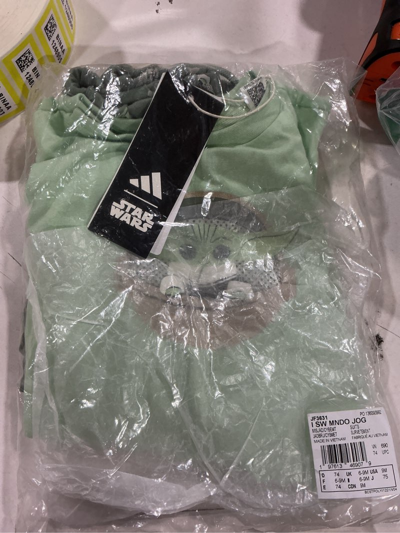 Condition photo showing Good Condition for adidas Baby Star Wars Mandalorian Jogger Set 9 Months Mist Jade/Cyber Metallic