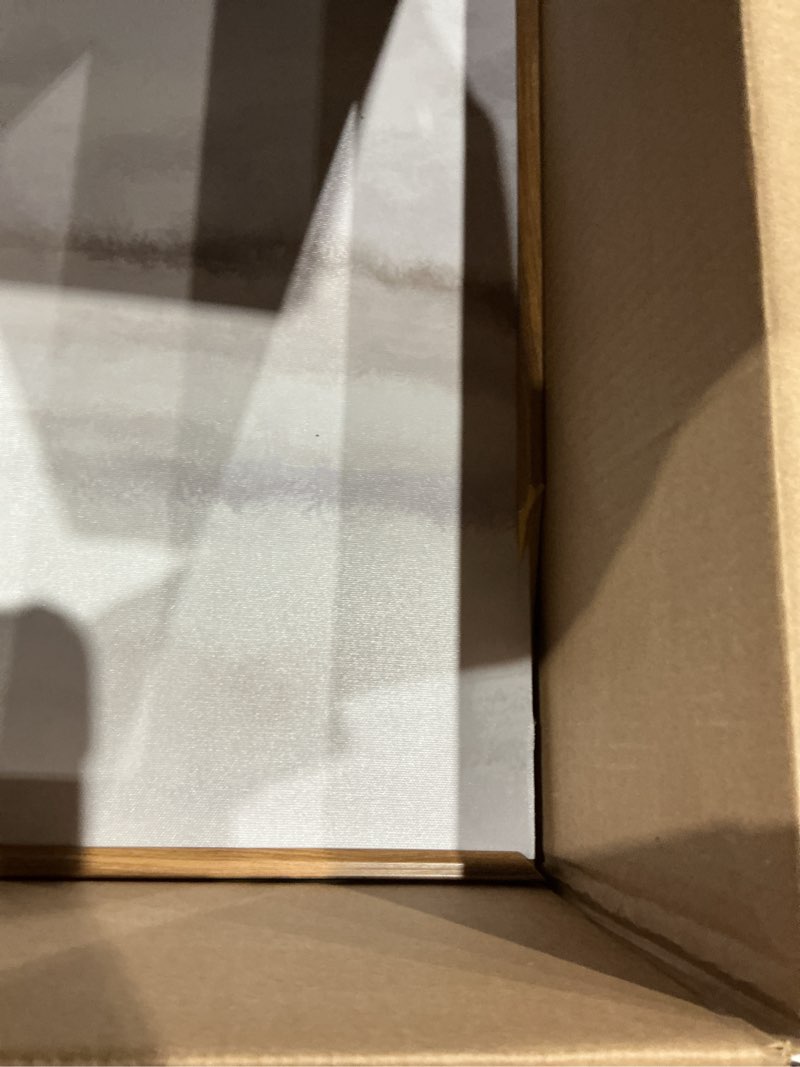 Condition photo showing Good Condition for ONE FRAME IS BROKE Large Neutral Abstract Framed Canvas Wall Art Set,Minimalist Gray and Beige Pastel Wall Decor,Modern Nature Misty Textured Art Painting for Living Room,Bedroom-16 x24 x3