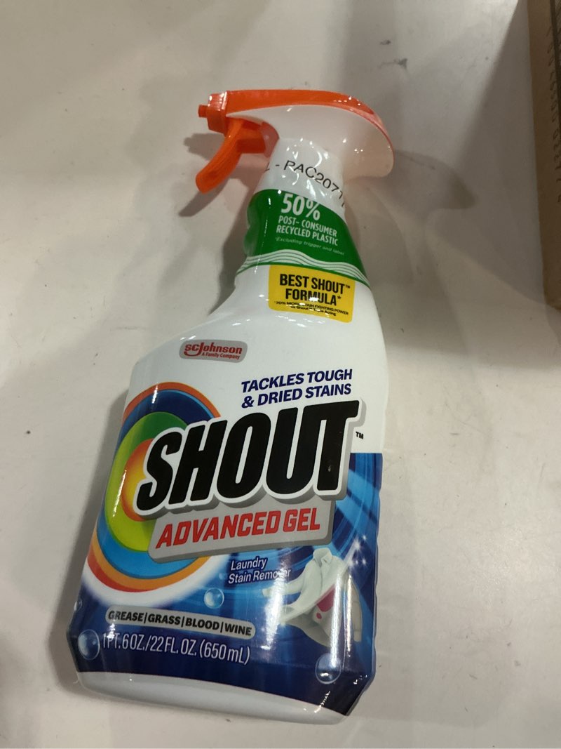 Condition photo showing New/Like New for (Box of de 8 pcs)Shout Advanced Laundry Stain Remover Gel, Breaks Down 100+ Types of Tough Stains - 22oz Spray