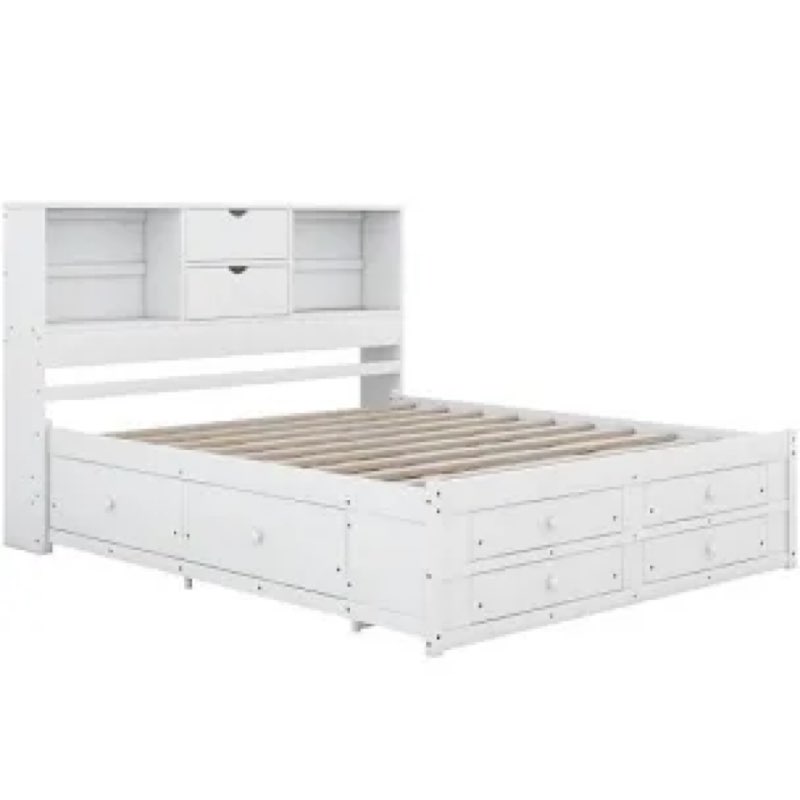 full bed bookcase and drawer white