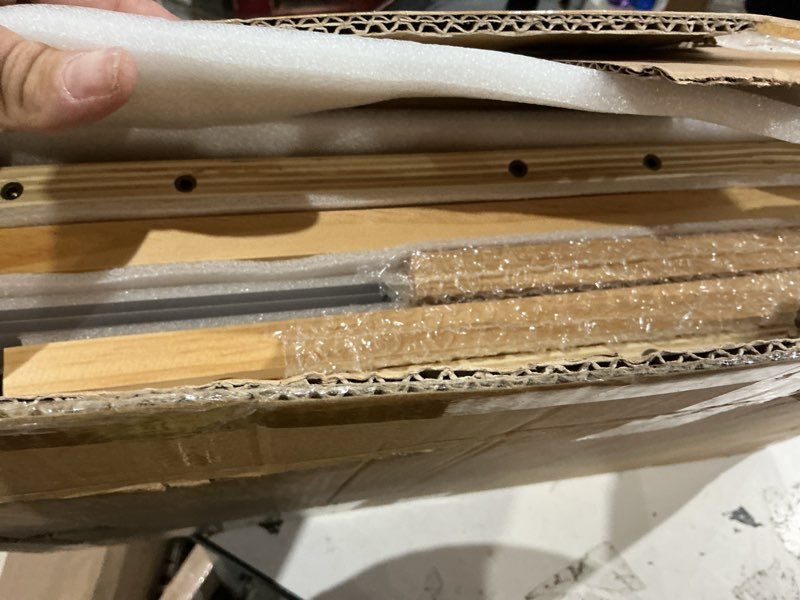 Condition photo showing New/Like New for window cat perch catio, wood cat window box, window catio for indoor cats. suitable single hanging window with an inner diameter of the window frame with a net opening width of 24-35 in. kgccizi. wooden frame + acrylic