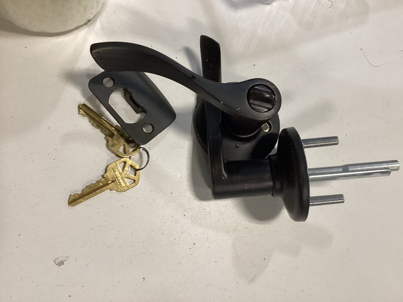 Condition photo showing As Is for kwikset smartkey security wave venetian bronze entry door knob kw1 1-3/4 in.