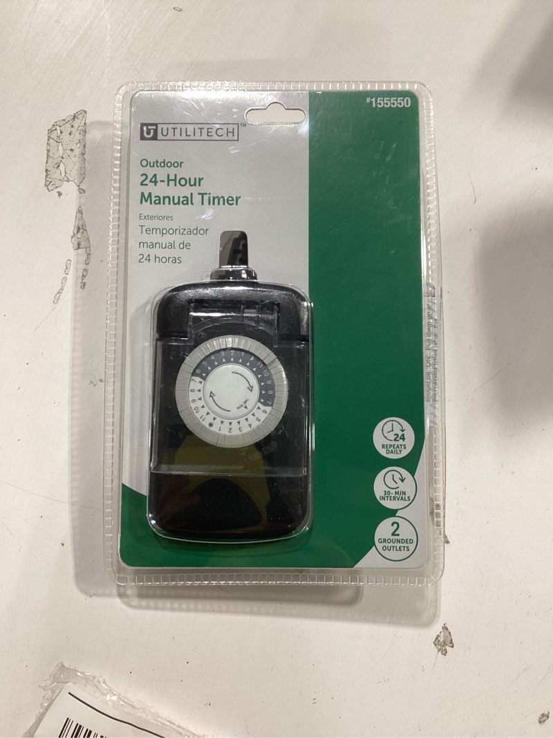 Condition photo showing As Is for Utilitech 15 -Amps 125-volt Indoor or outdoor 2 -Outlet Countdown Analog Lighting Timer
