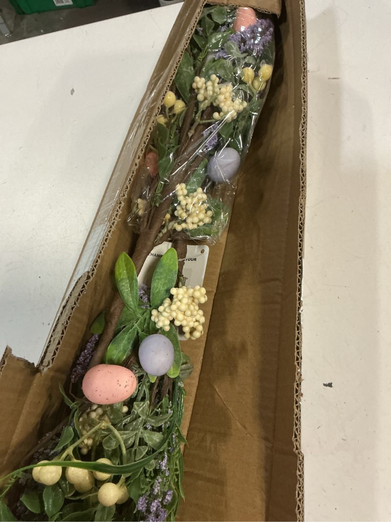 Condition photo showing New/Like New for glitzhome 2 pcs easter picks 28 inch artificial spring floral stems with pastel berries & lavender for home centerpiece vase windowsill decors and spring summer holidays multi-color