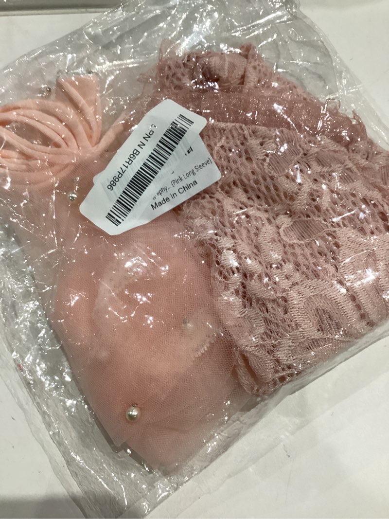 Condition photo showing Good Condition for Newborn Lace Romper, 2 PCS Baby Girl Photography Props, Newborn Girl Photography Outfits with Flower Headband for Infants Pink Long Sleeve