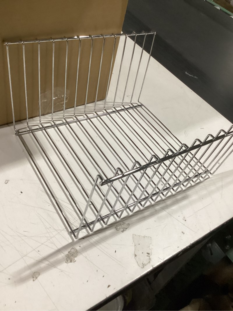 Condition photo showing As Is for similar to mdesign metal under shelf basket for kitchen storage - wire farmhouse sliding bin basket for pantry - large open front organizer for food, drinks, snacks - hyde collection, 2 pack - chrome