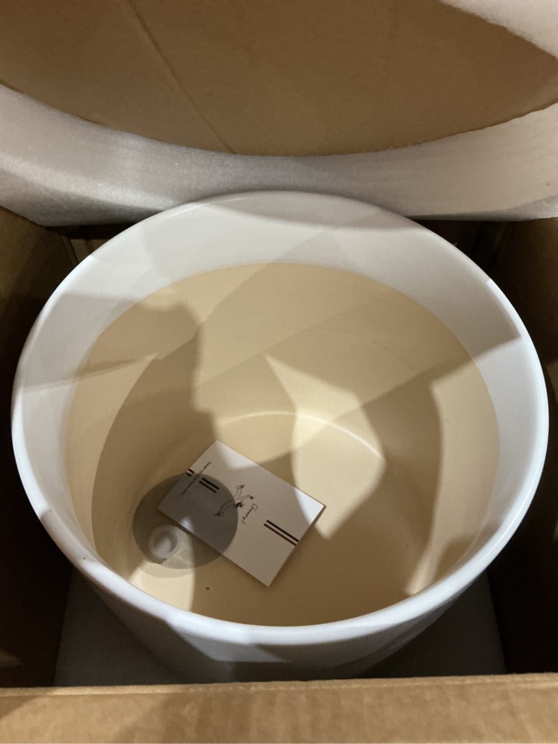 Condition photo showing New/Like New for le tauci 12 inch pot for plants, ceramic planters for indoor plants, mid-century modern cylinder flower pots with drainage hole, fits fiddle leaf fig & monstera, home decor, white 12 inch white