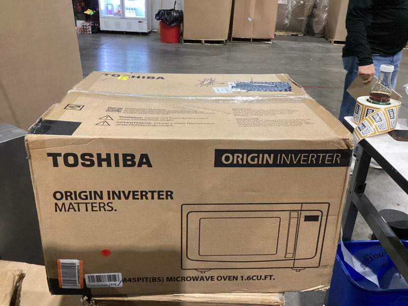Condition photo showing New/Like New for TOSHIBA ML-EM45PIT(BS) Countertop Microwave Oven with Inverter Technology, Kitchen Essentials, Smart Sensor, Auto Defrost, 1.6 Cu.ft, 13.6" Removable Turntable, 33lb.&1250W, Black Stainless Steel Inverter-1.6 Cu.Ft.