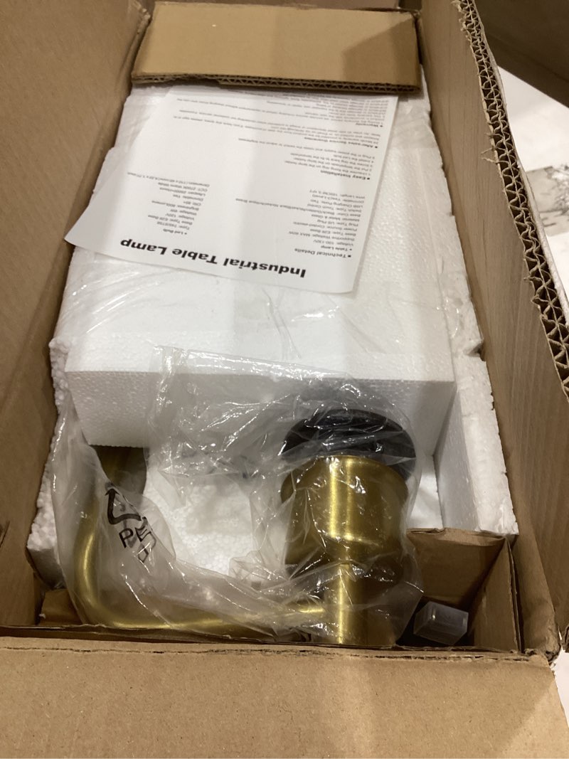 Condition photo showing Good Condition for set of 2 industrial touch control table lamps with 2 usb ports and ac outlet - 3-way dimmable gold bedside lamp nightstand desk lamps for bedroom living room, amber glass shade & 2 led bulbs included gold(2 pack)-amber glass-touch control