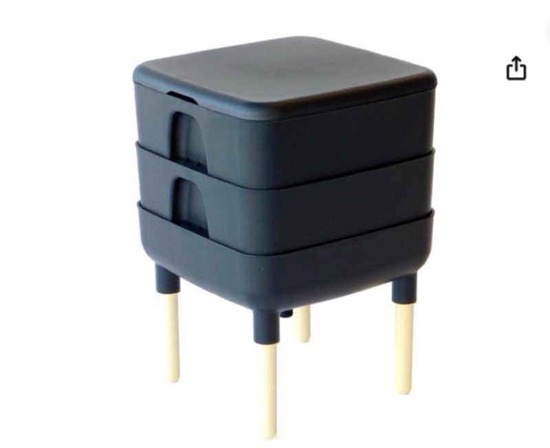 FCMP Outdoor - The Essential Living Composter, 2-Tray Worm Vermicomposter Bin (HF-LC4000v2-BLK) Black