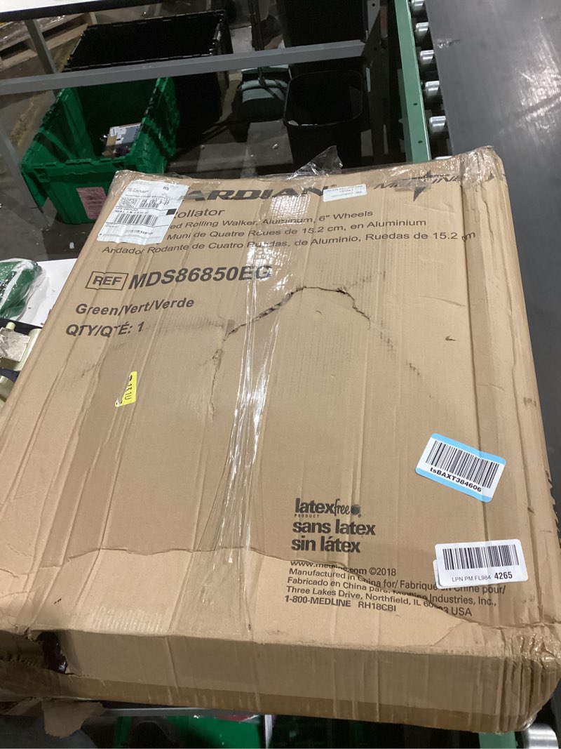 Condition photo showing Good Condition for Medline Aluminum Rollator Walker with Seat, Green, 250 Lb. Weight Capacity, Lightweight, 6” Wheels, Foldable, Adjustable Handles, Rolling Walker for Seniors