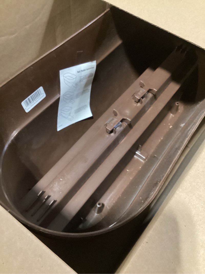 Condition photo showing Good Condition for emsco group bloomers railing planter with drainage holes – 24" weatherproof resin planter – brown, plastic brown 24.3 × 10.5 × 9.5 inches