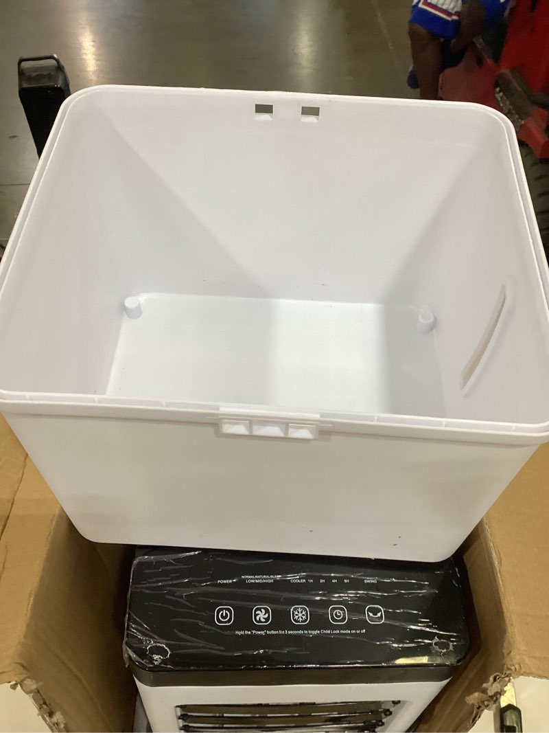 Condition photo showing As Is for portable air conditioners, swamp cooler with 4 wind modes, 3 speeds, 3.5-gallon water tank for evaporative air cooler long cooling, 45 db windowless air conditioner 120° oscillation 4 ice packs
