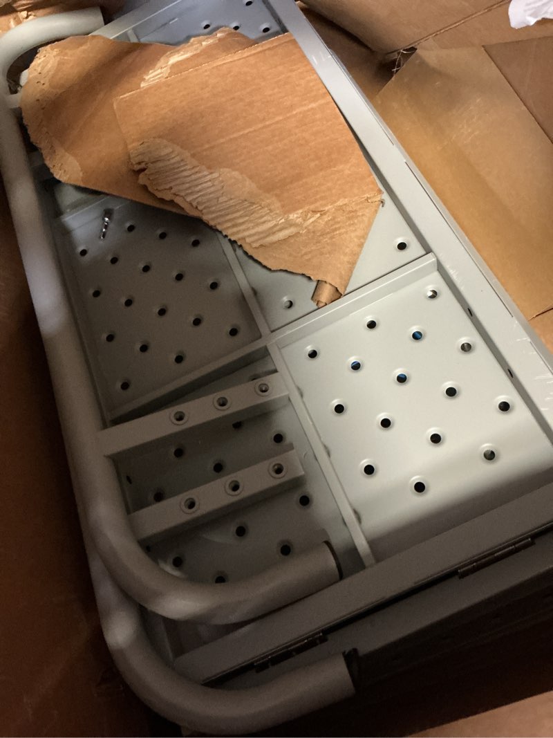 Condition photo showing As Is for portable wheelchair ramp with handrails, 1-7" aluminum handicap ramp for home steps, stairs, porches, heavy duty folding threshold ramp with non-slip surface & safety rails, supports up to 770 lbs