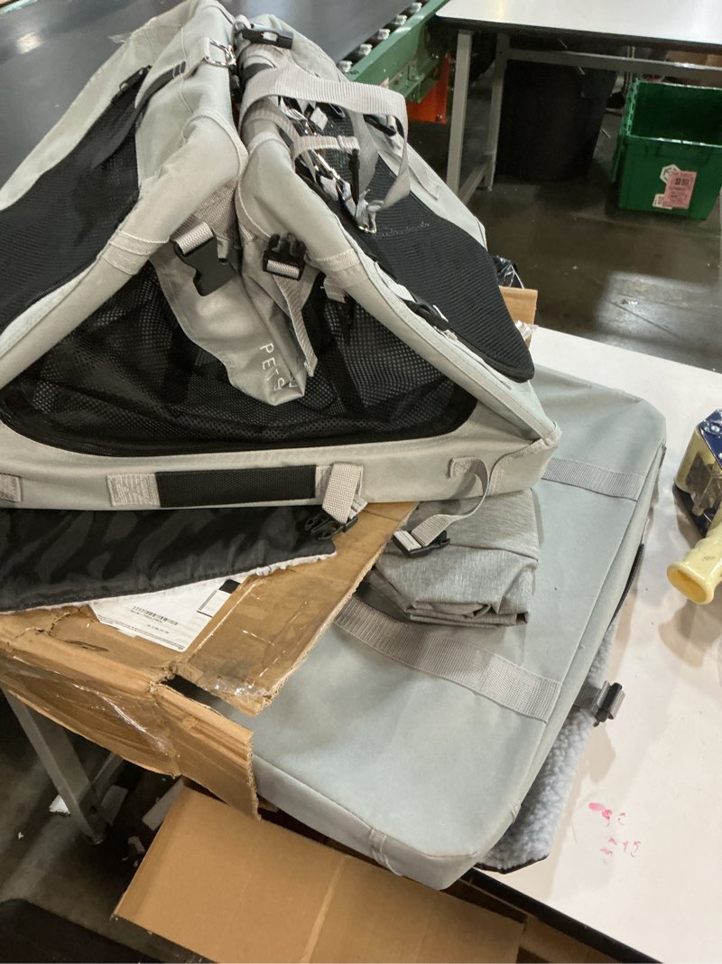 Condition photo showing Good Condition for extra large cat carrier soft sided, portable small dog carrier for 2 cats, 24"x16.5"x16" car travel folding comfortable design with litter box and bowls, grey-2+ litter box+ bowl*2 grey-2 without curtain