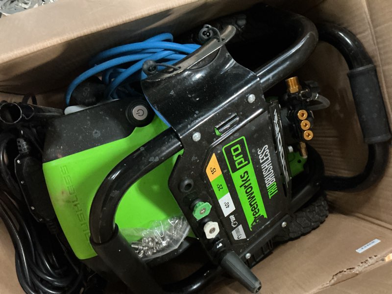Condition photo showing As Is for greenworks pro 3000-psi 2.3-gpm cold water electric pressure washer