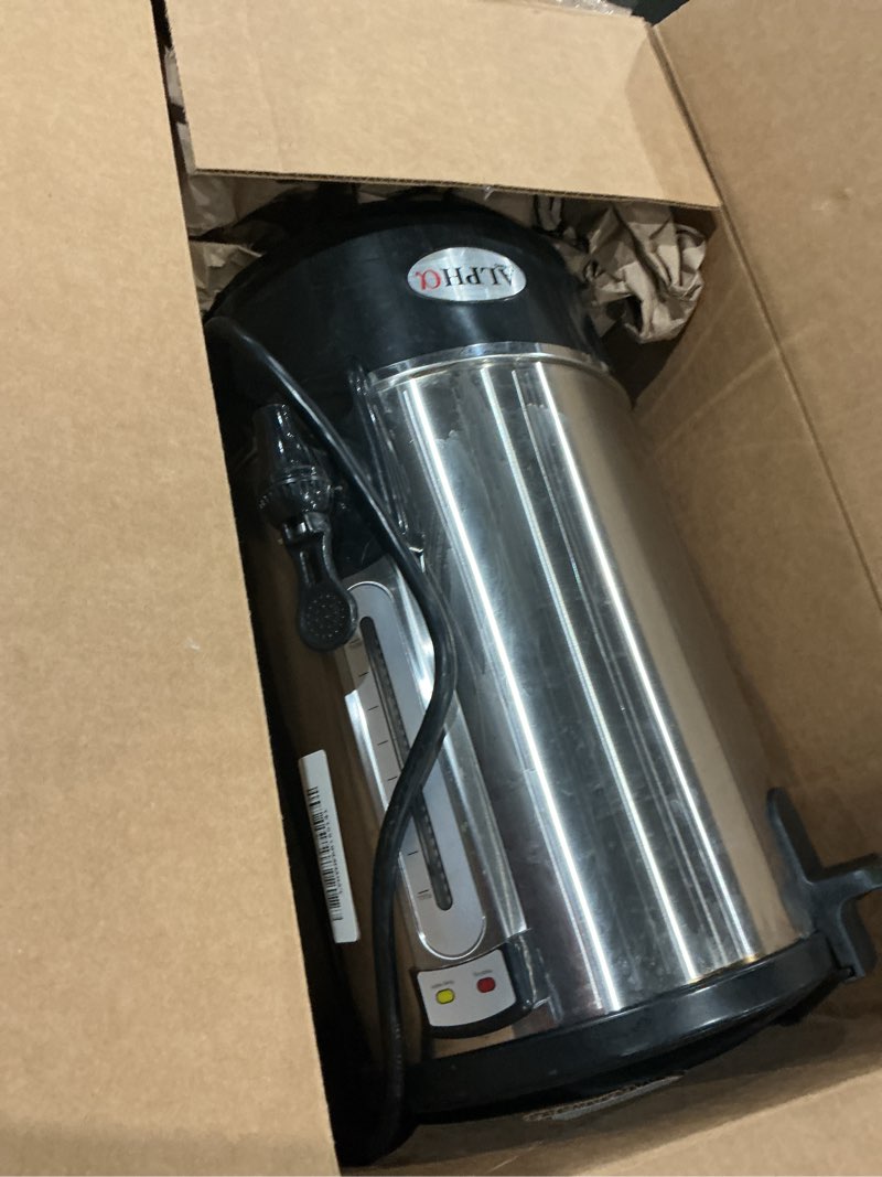 Condition photo showing As Is for alpha living 100 cups electric coffee urn – stainless steel large capacity electric kettle percolator coffee pot – ideal hot beverage dispenser for catering, hotels, restaurants –leak-proof tap