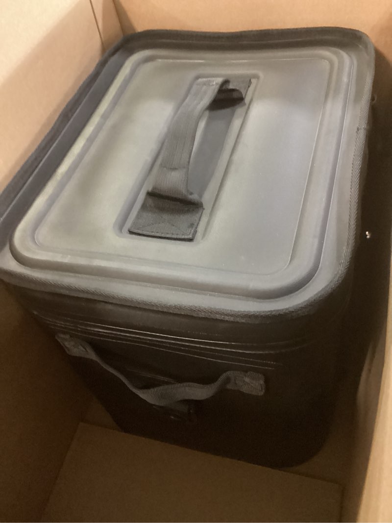 Condition photo showing Good Condition for beach breeze 24 can, premium soft sided insulated lunch box, ice & camping cooler - perfect for car, beach, travel, & golf - floating cooler black