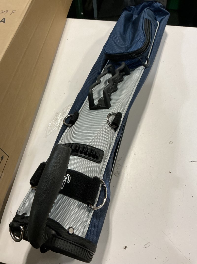 Condition photo showing Good Condition for findway golf stand bag, small golf bag for the driving range, par 3 and executive courses, lightweight golf club carry bag with ball holder and pockets for men women blue