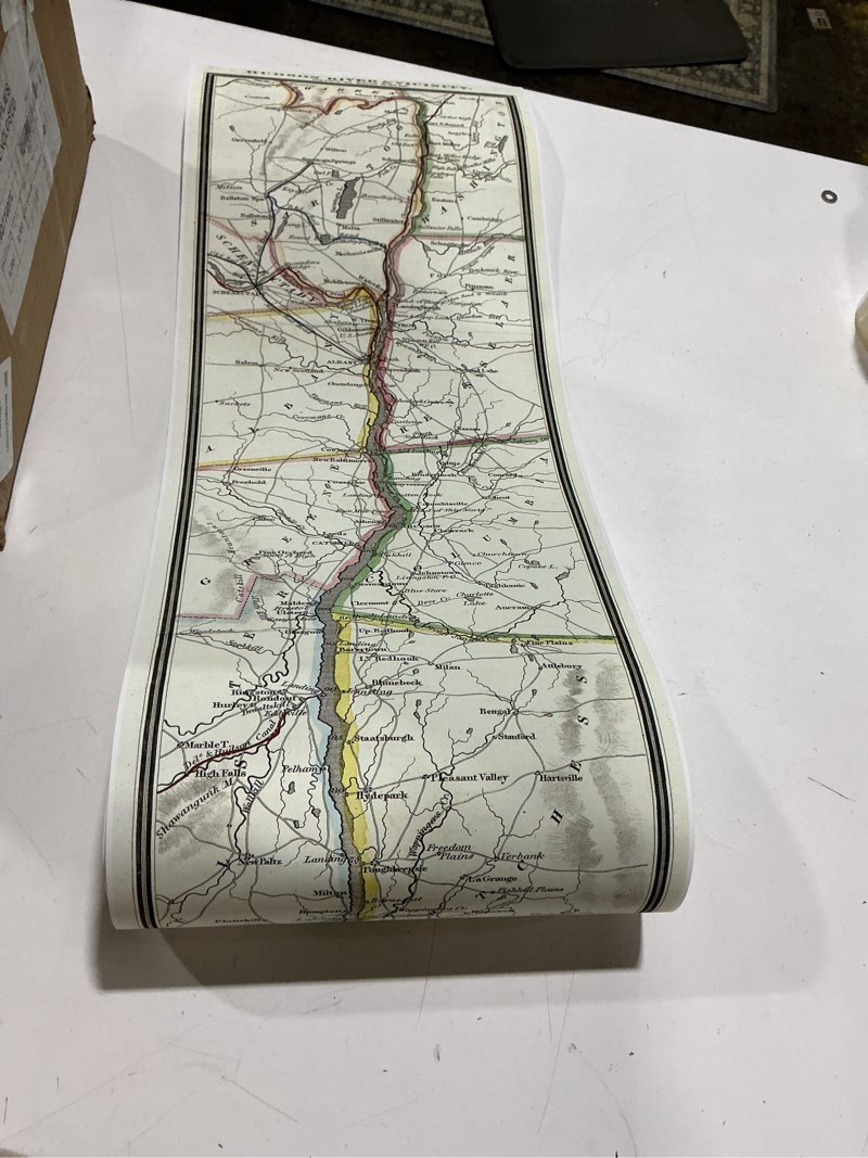 Condition photo showing Good Condition for Historic 1835 Map - Hudson River & Vicinity - Antique Vintage Map Reproduction 44"L x 10"W