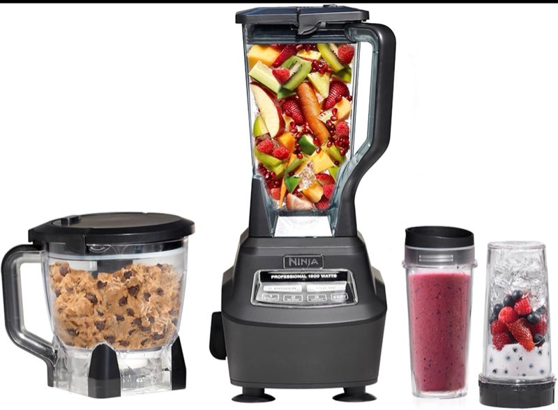 (Incomplete missing pieces) Ninja Mega Kitchen System, 1500W, 72 oz. Full-Size Blender & 8-Cup Food Processor with (2) 16 oz. To-Go Cups, Total Crushing Technology - Smoothies, Ice Crushing, Purees, Dough & More, Black, BL770 Pitcher+Bowl+(2) 16-oz. Cups