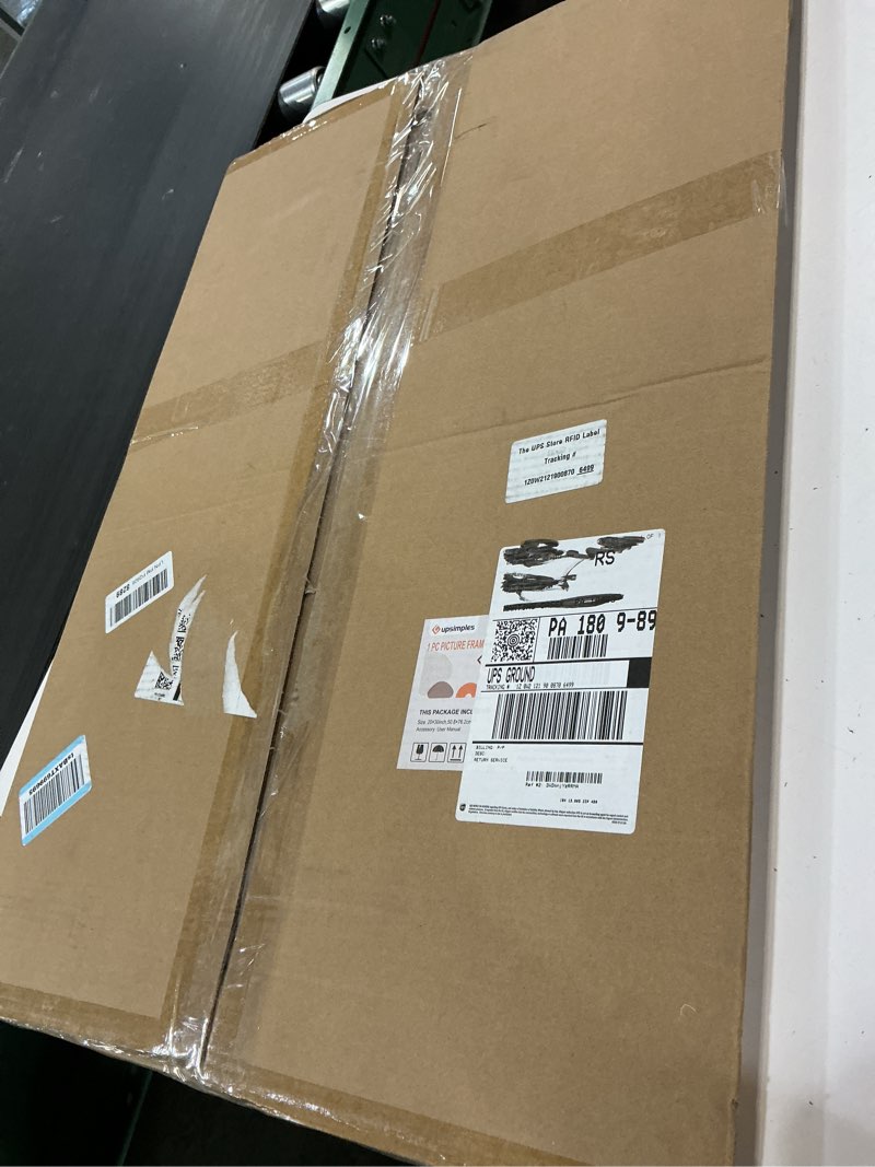 Condition photo showing New/Like New for upsimples 20x30 poster frame, display pictures 16x24 with mat or 20x30 without mat, wall hanging picture frame, white, 1 pack white 20x30