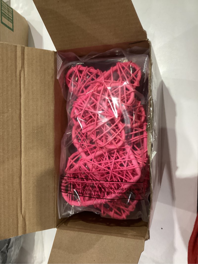 Condition photo showing New/Like New for geosar 24 pcs heart shaped rattan balls mother's day bowl vase fillers potpo 4 colors for wedding diy table craft centerpieces home decor(4 inch + 3 inch,rattan) rattan 4 inch + 3 inch