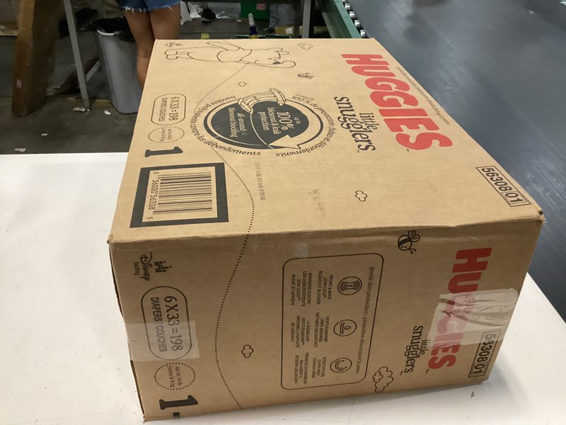 Condition photo showing New/Like New for huggies size 1 diapers, little snugglers diapers, size 1 (8-14 lbs), 198 count (6 packs of 33), packaging may vary