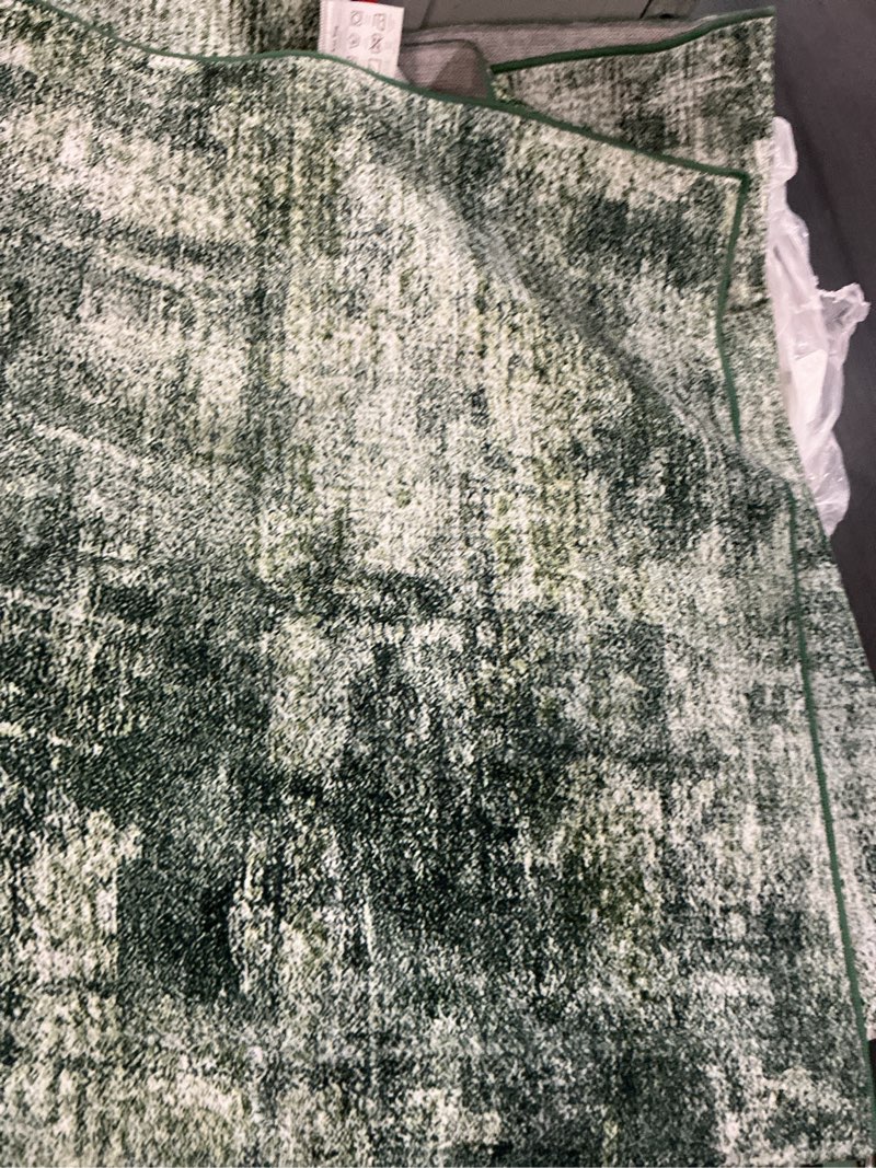 Condition photo showing As Is for washable area rug 4x6 for entryway modern abstract green bedroom rugs non-slip non-shedding soft carpets for living room, dining room, kitchen dorm home decor green 4' x 6' (rectangular)