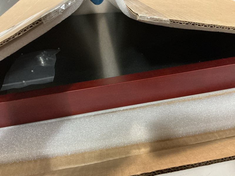 Condition photo showing Good Condition for shadow box 20x30 large jersey frame display case, shadowbox frames with grade a natural pine wood acrylic for football baseball basketball hockey t-shirt, cherry red