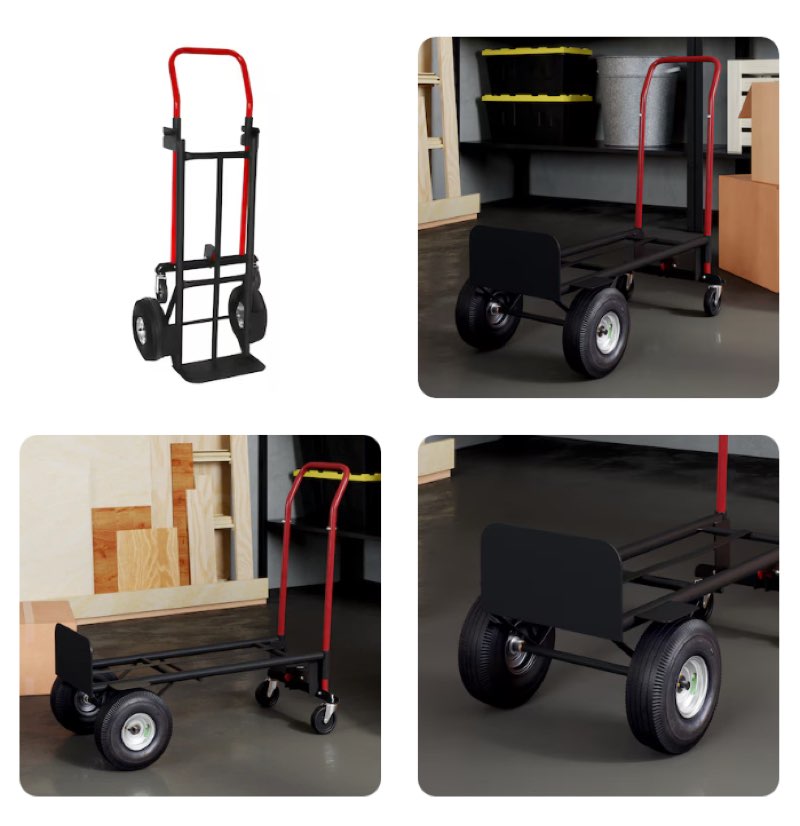 milwaukee 800-lb capacity 4 -wheel multiple colors/finishes steel convertible hand truck
